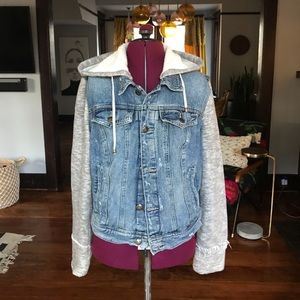 Free People denim & knit hoodie jacket. medium